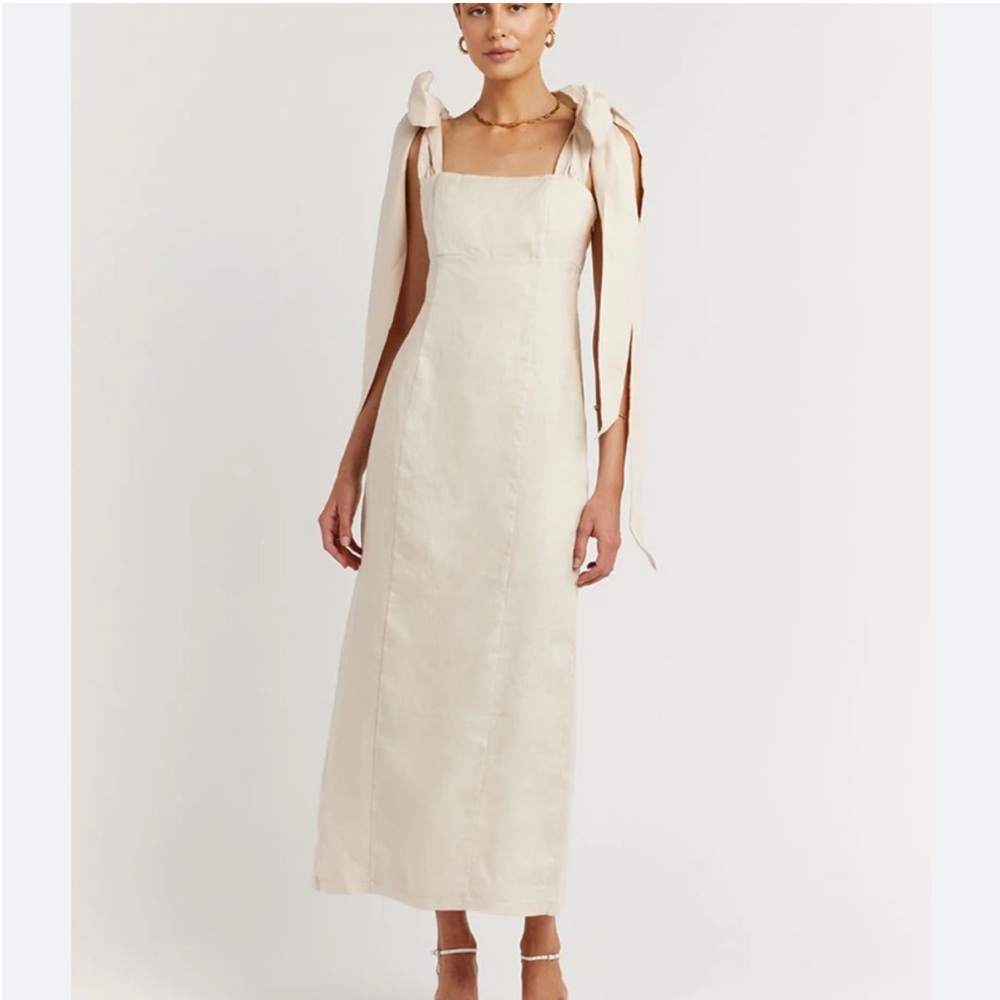 DISSH “Aisle” Cream Sleeveless Dress with Bow Detail